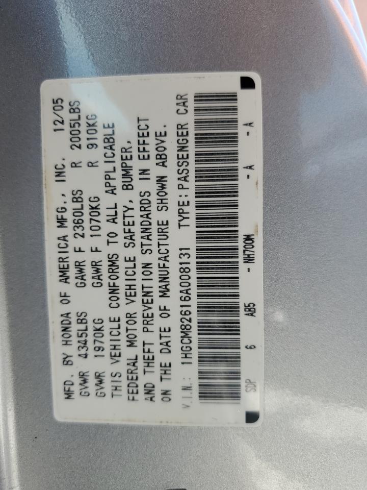 1HGCM82616A008131 2006 Honda Accord Ex