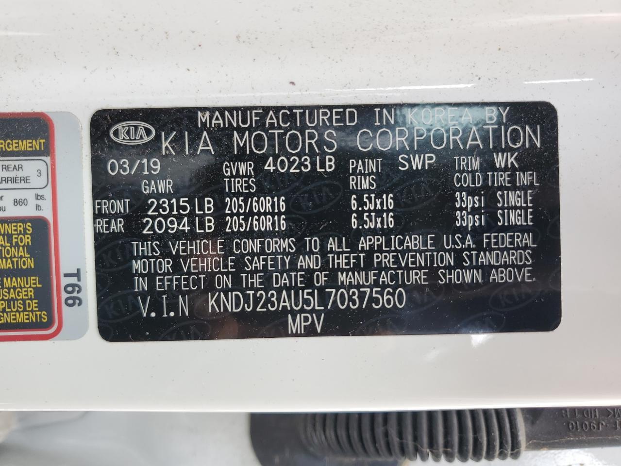 KNDJ23AU5L7037560 2020 Kia Soul Lx