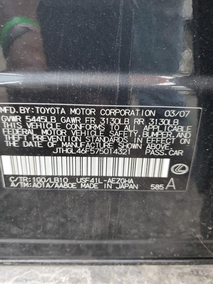 JTHGL46F575014321 2007 Lexus Ls 460L
