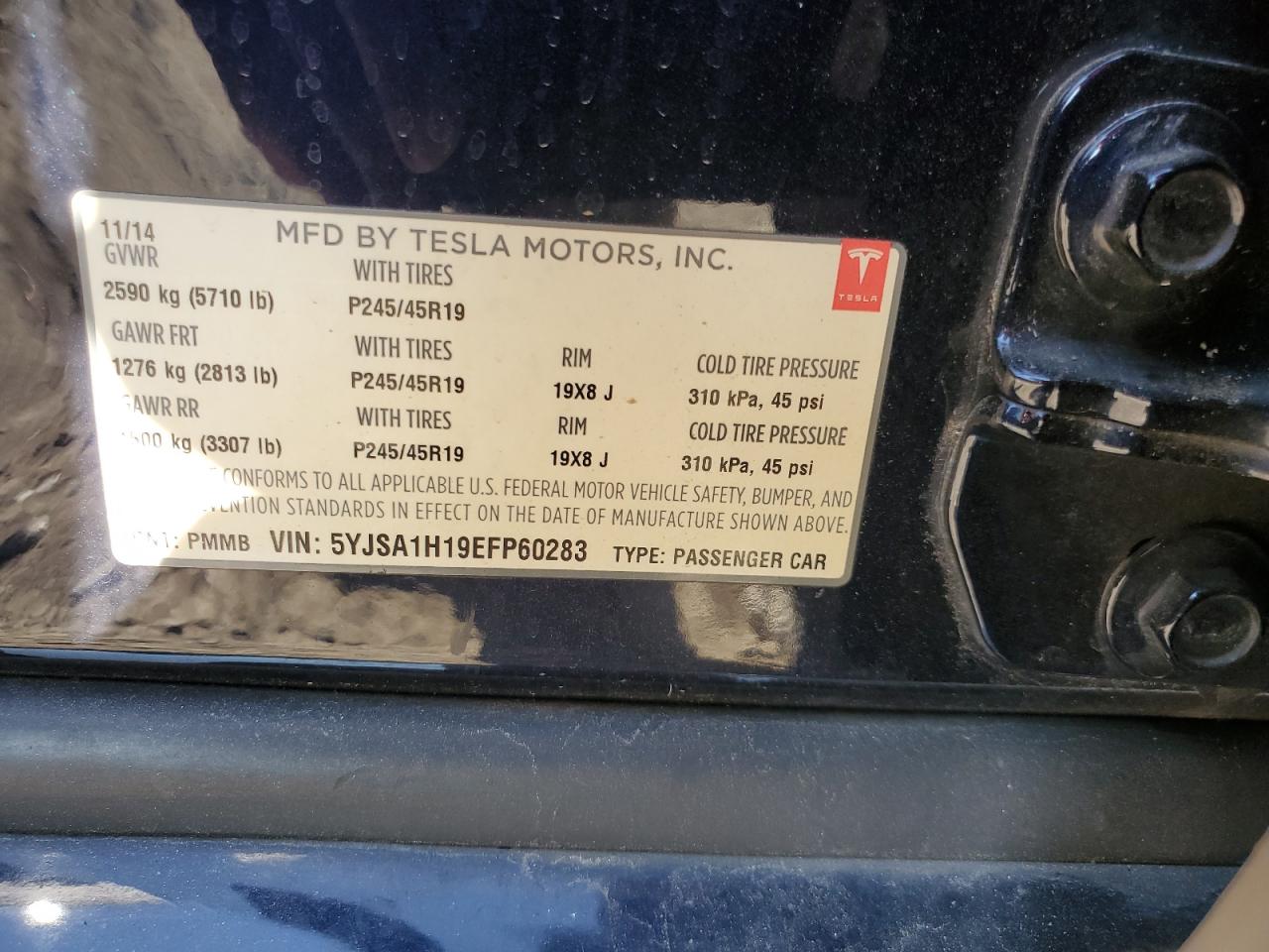 5YJSA1H19EFP60283 2014 Tesla Model S