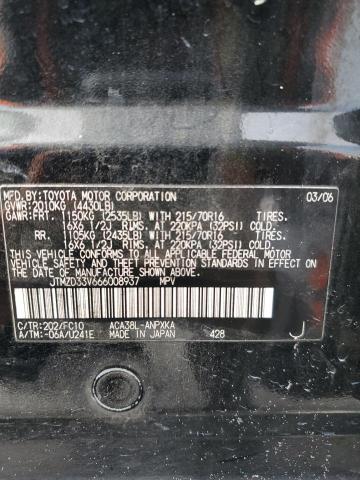 2006 Toyota Rav4 VIN: JTMZD33V666008937 Lot: 62312624