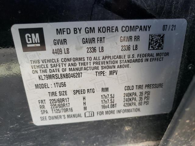 2022 CHEVROLET TRAILBLAZE - KL79MRSL8NB046207