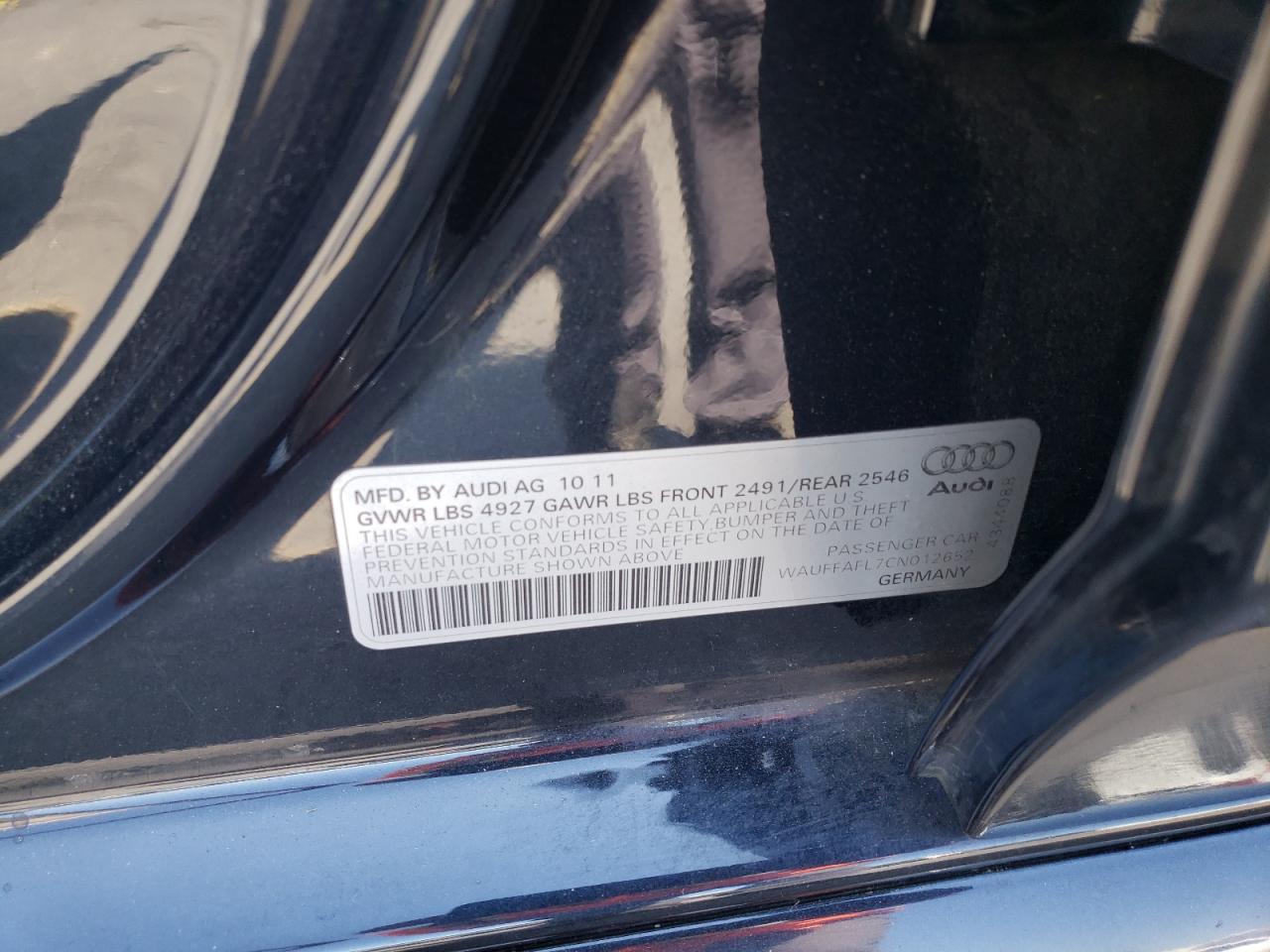 WAUFFAFL7CN012652 2012 Audi A4 Premium Plus