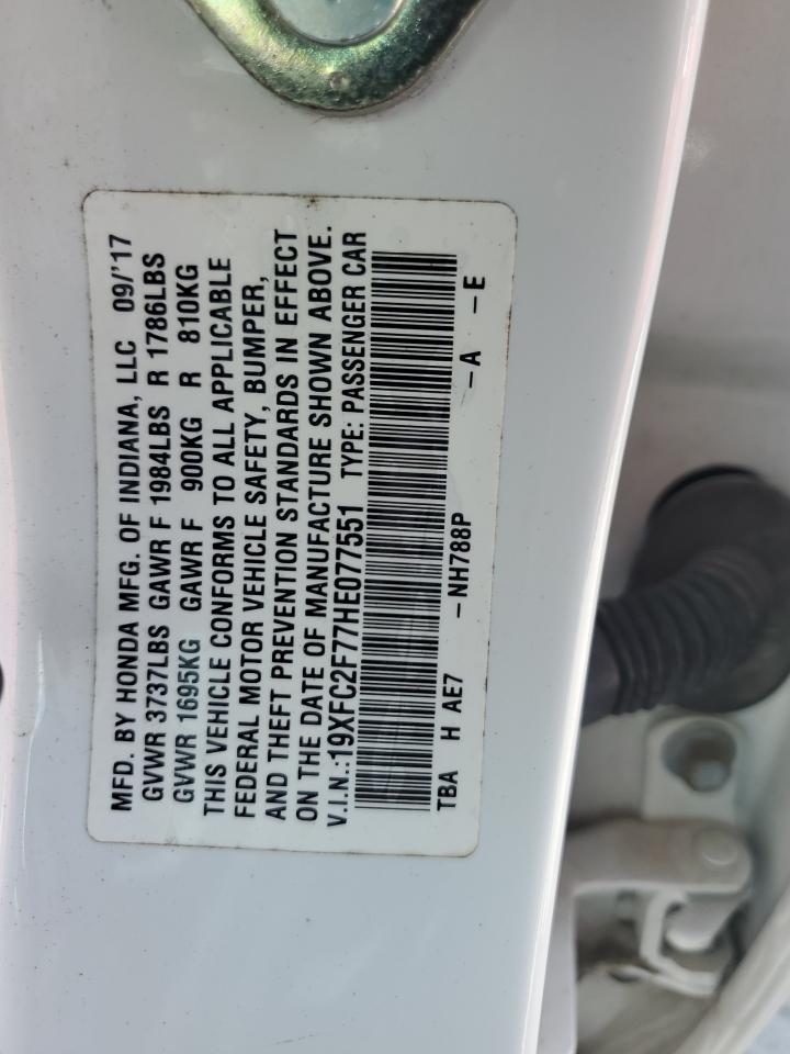 19XFC2F77HE077551 2017 Honda Civic Ex 19XFC2F77HE077551 2017 Honda Civic Ex