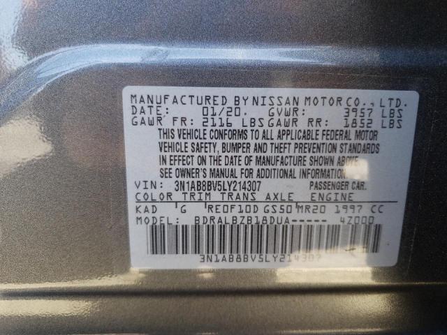 2020 Nissan Sentra S VIN: 3N1AB8BV5LY214307 Lot: 61946464