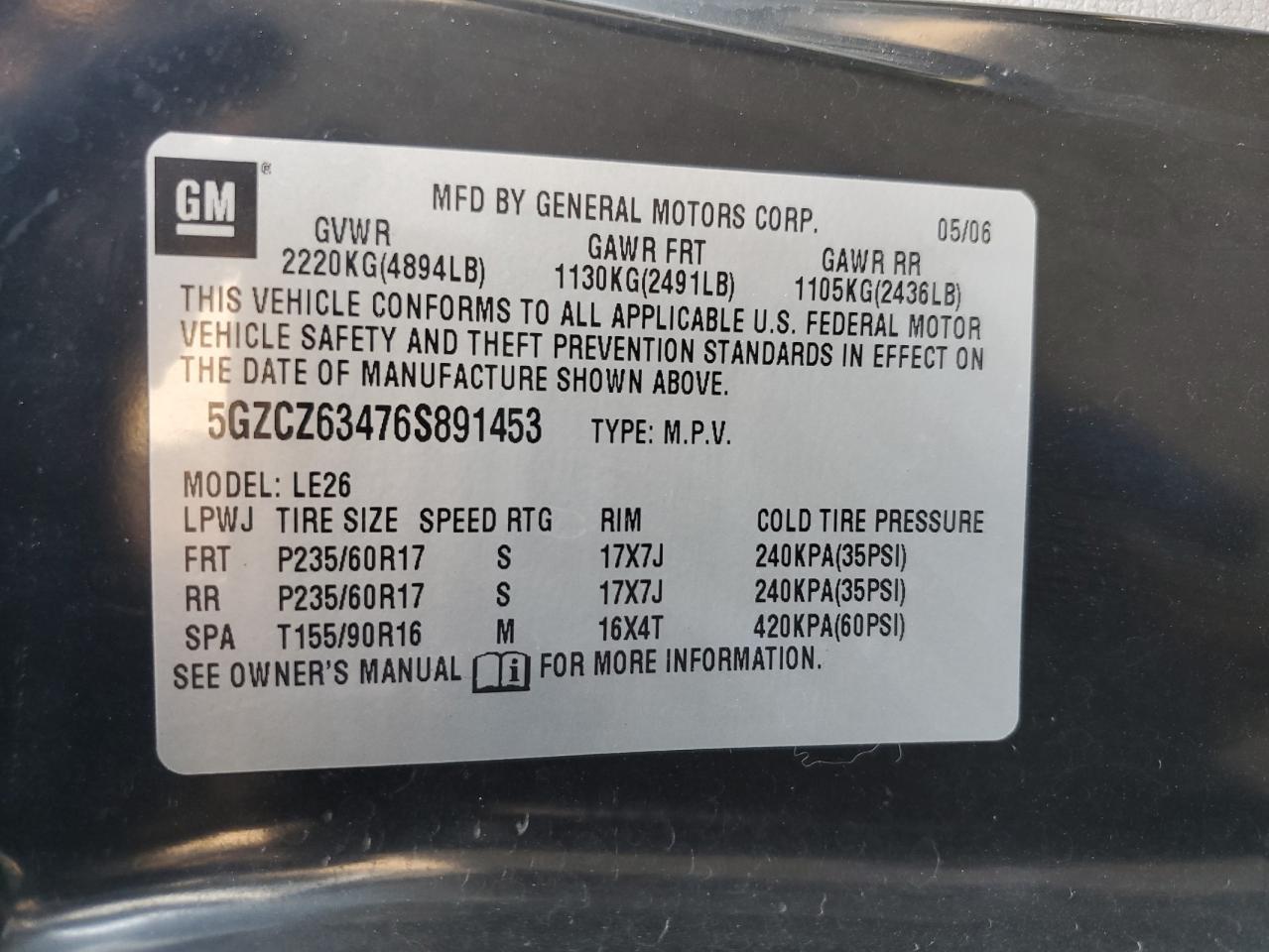 5GZCZ63476S891453 2006 Saturn Vue