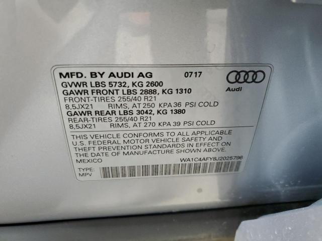 2018 Audi Sq5 Prestige VIN: WA1C4AFY8J2025796 Lot: 62691324