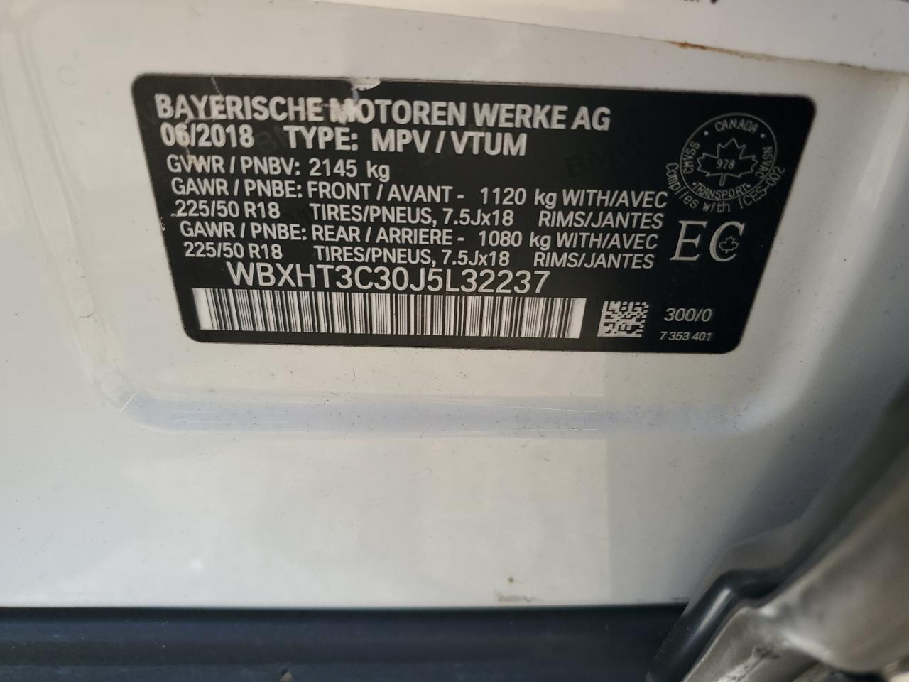 WBXHT3C30J5L32237 2018 BMW X1 xDrive28I