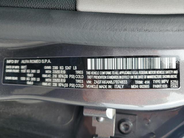 2018 Alfa Romeo Stelvio VIN: ZASFAKAN8J7B74833 Lot: 61382434