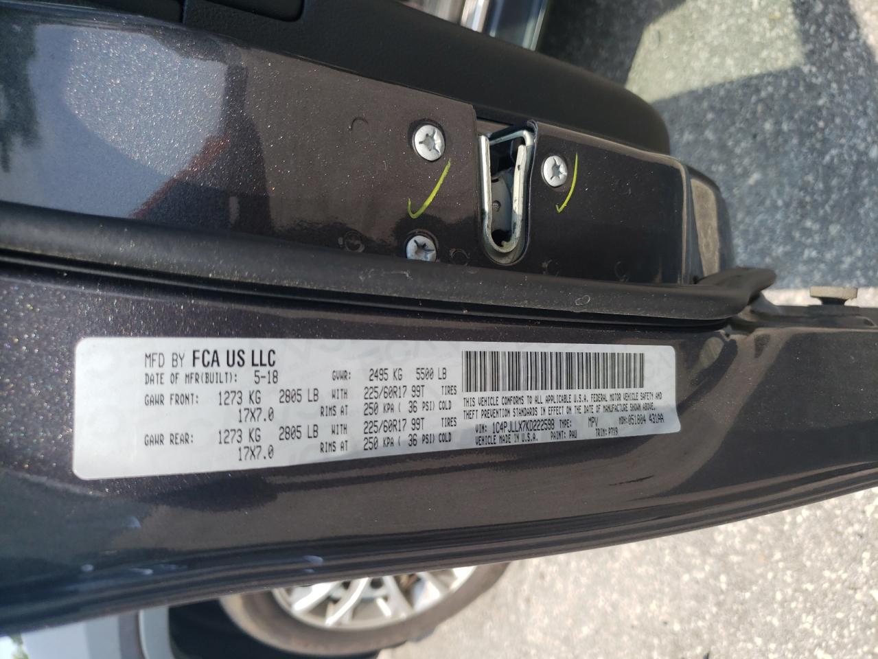 1C4PJLLX7KD222598 2019 Jeep Cherokee Latitude Plus