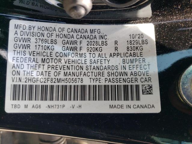2021 HONDA CIVIC SPOR - 2HGFC2F82MH505678