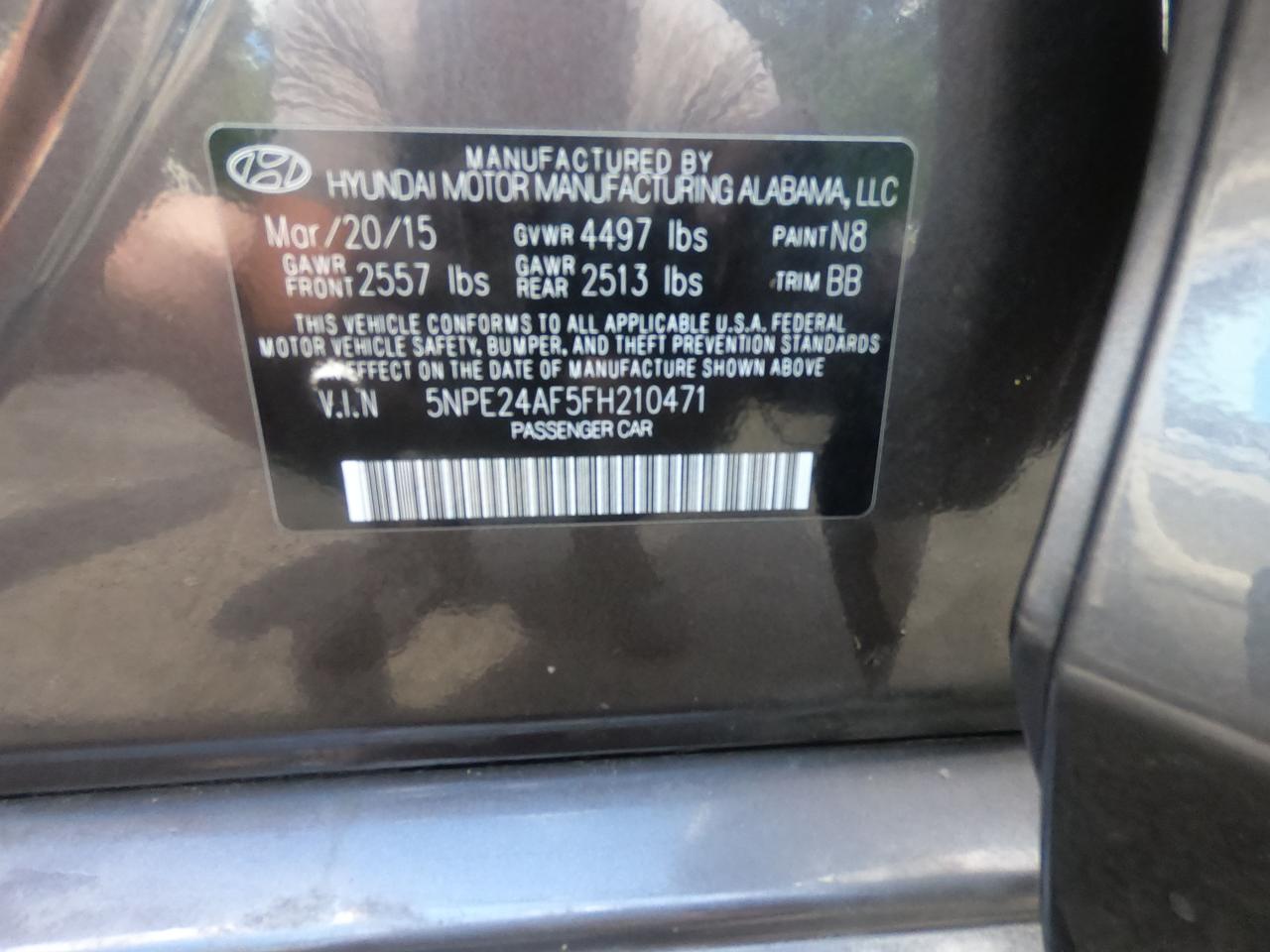 5NPE24AF5FH210471 2015 Hyundai Sonata Se