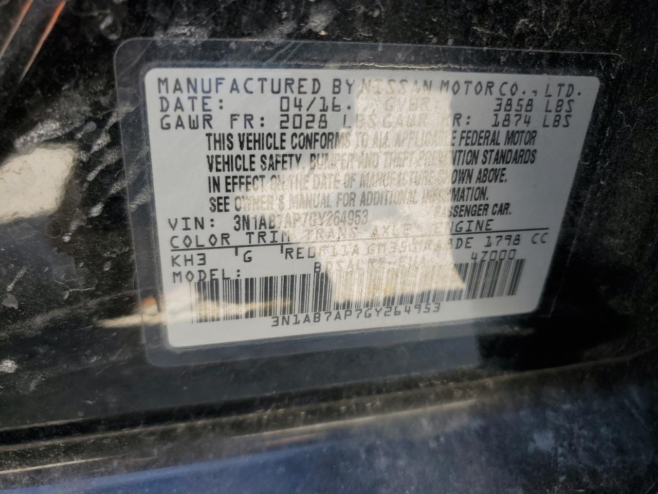 3N1AB7AP7GY264953 2016 Nissan Sentra S