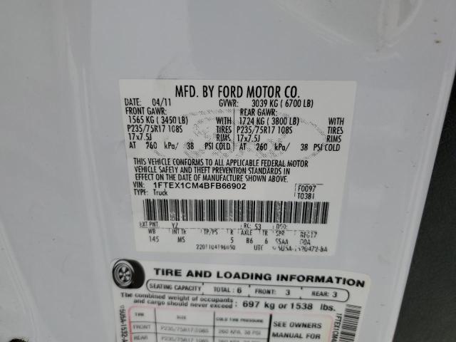 2011 Ford F150 Super Cab VIN: 1FTEX1CM4BFB66902 Lot: 63059454