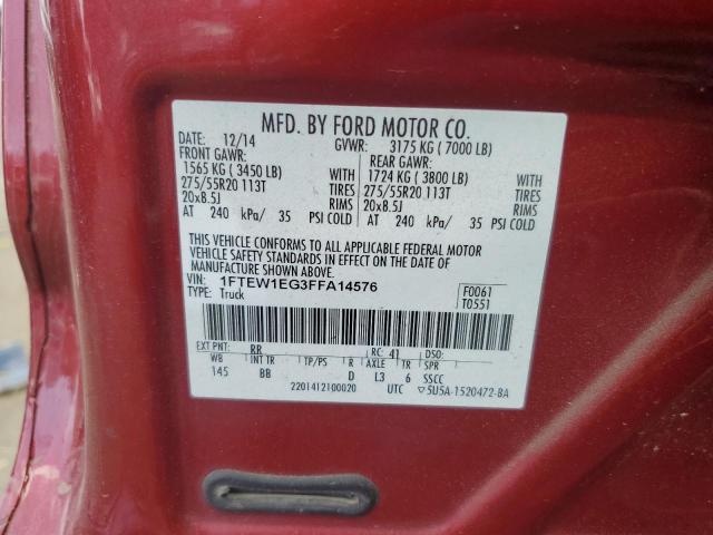 VIN 1FTEW1EG3FFA14576 2015 Ford F-150, Supercrew no.12