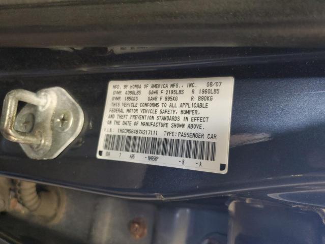 2007 HONDA ACCORD LX 1HGCM56497A217111  61687684