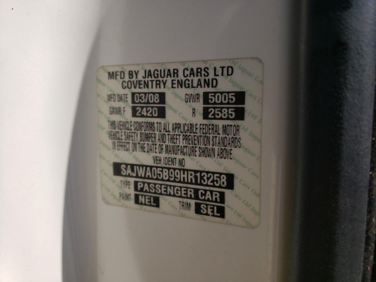 SAJWA05B99HR13258 2009 Jaguar Xf Luxury