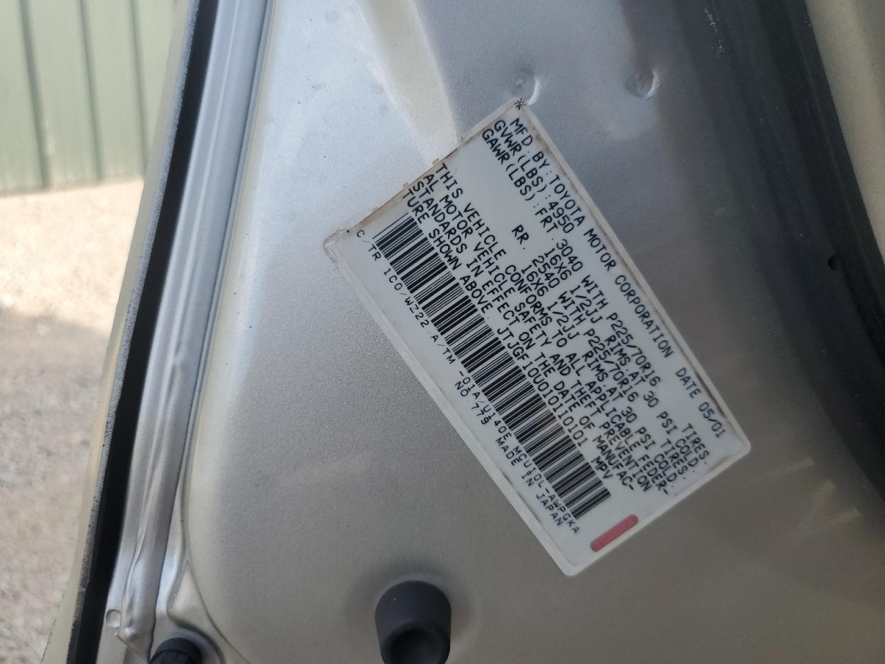 JTJGF10U010110101 2001 Lexus Rx 300