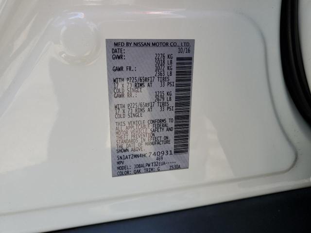 2017 Nissan Rogue Sv VIN: 5N1AT2MN4HC740931 Lot: 62769204