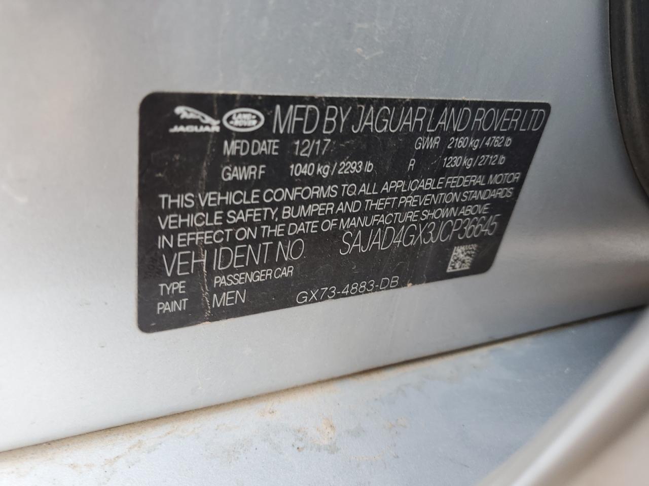 SAJAD4GX3JCP36645 2018 Jaguar Xe Premium