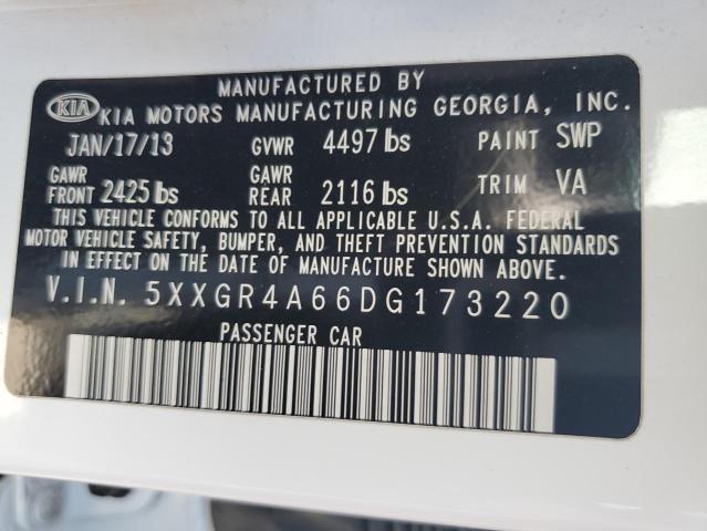 2013 Kia Optima Sx VIN: 5XXGR4A66DG173220 Lot: 63273224