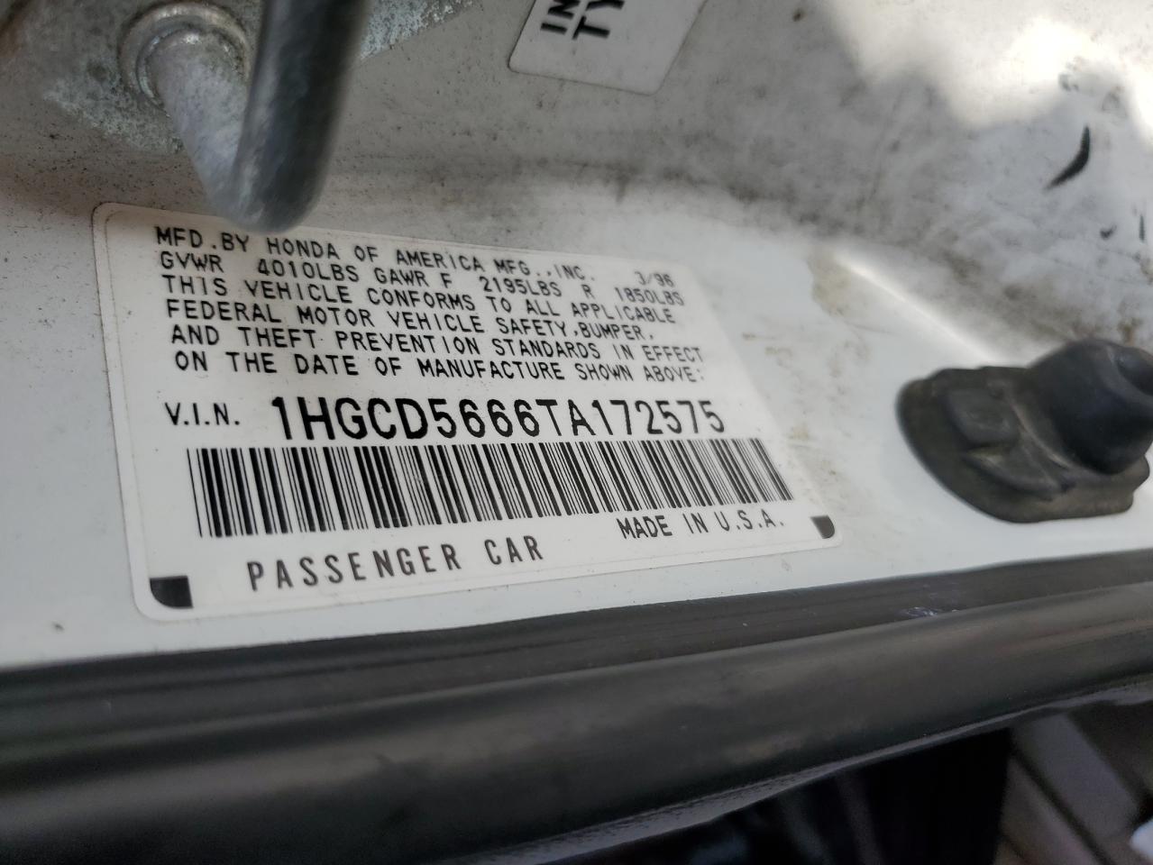 1HGCD5666TA172575 1996 Honda Accord Ex