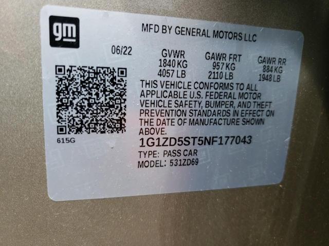 2022 CHEVROLET MALIBU LT - 1G1ZD5ST5NF177043