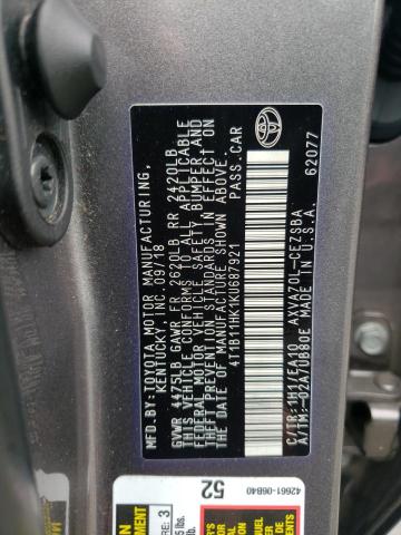 VIN 4T1B11HK1KU687921 2019 Toyota Camry, L no.12