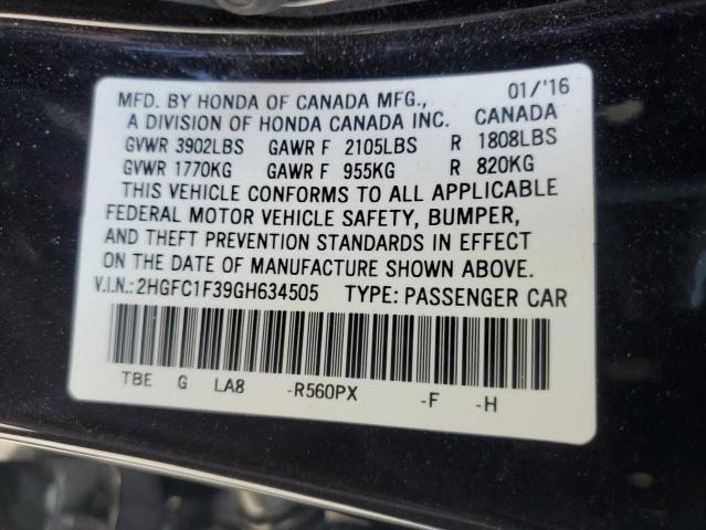 2016 HONDA CIVIC EX - 2HGFC1F39GH634505