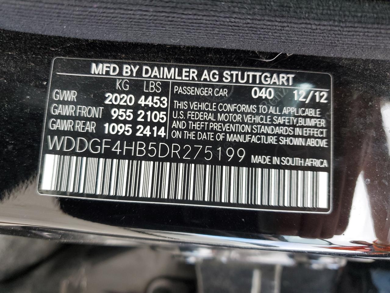 WDDGF4HB5DR275199 2013 Mercedes-Benz C 250