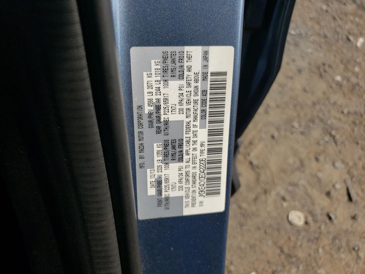 JM3KE4CY0E0422206 2014 Mazda Cx-5 Touring