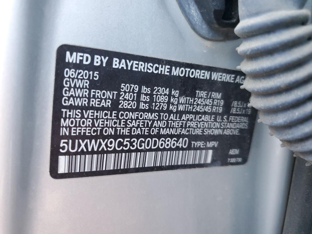 5UXWX9C53G0D68640 2016 BMW X3 xDrive28I