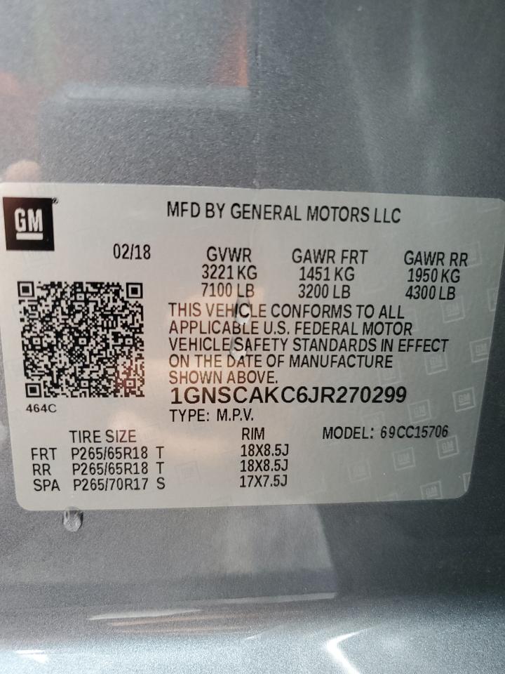 1GNSCAKC6JR270299 2018 Chevrolet Tahoe C1500 Ls