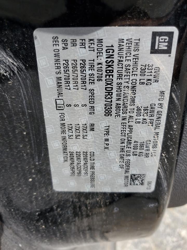 1GNSKBE0XDR370386 2013 Chevrolet Tahoe K1500 Lt