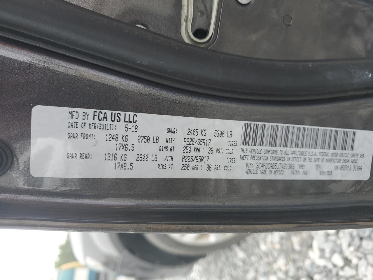 3C4PDCAB5JT421303 2018 Dodge Journey Se