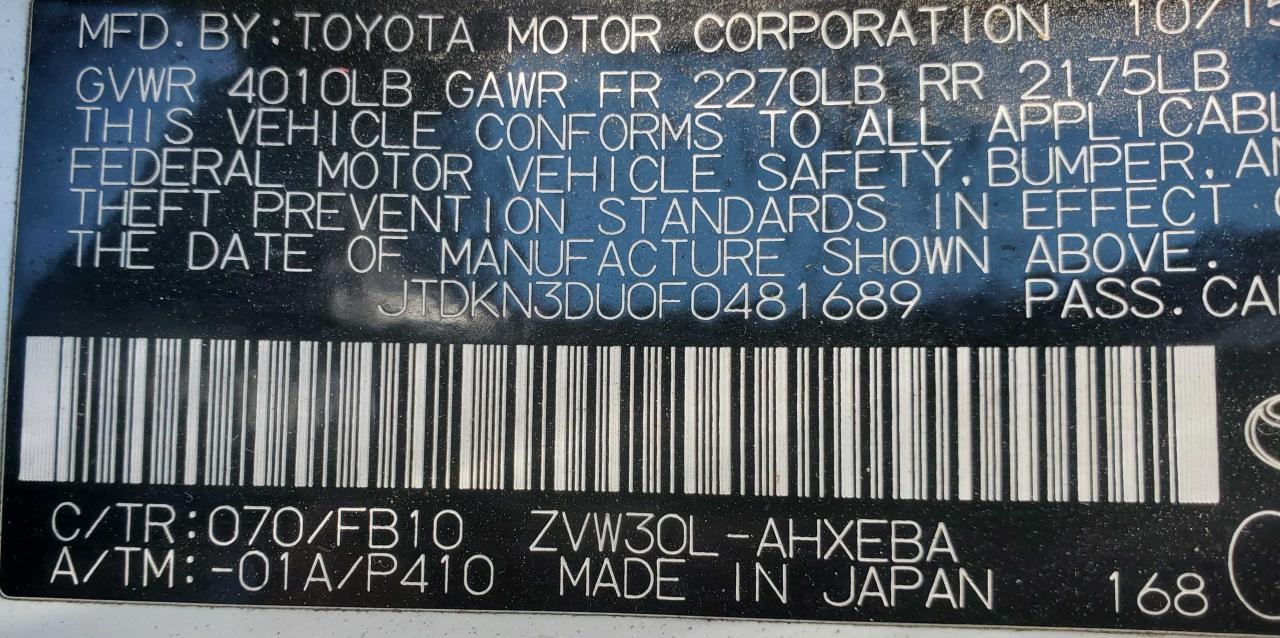 2015 Toyota Prius vin: JTDKN3DU0F0481689