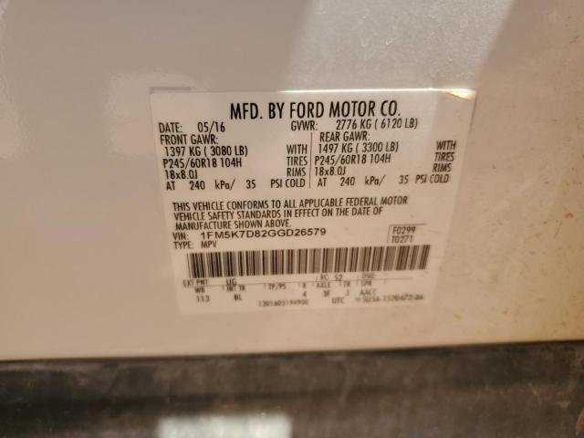 2016 FORD EXPLORER X - 1FM5K7D82GGD26579