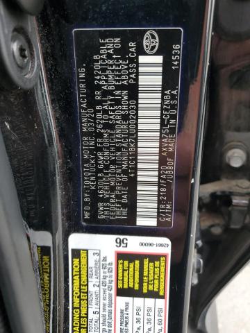 VIN 4T1C11BK7LU002030 2020 Toyota Camry, LE no.12