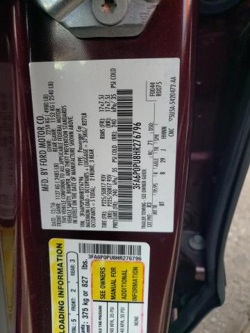 2017 Ford Fusion Se Phev VIN: 3FA6P0PU8HR276796 Lot: 63211634