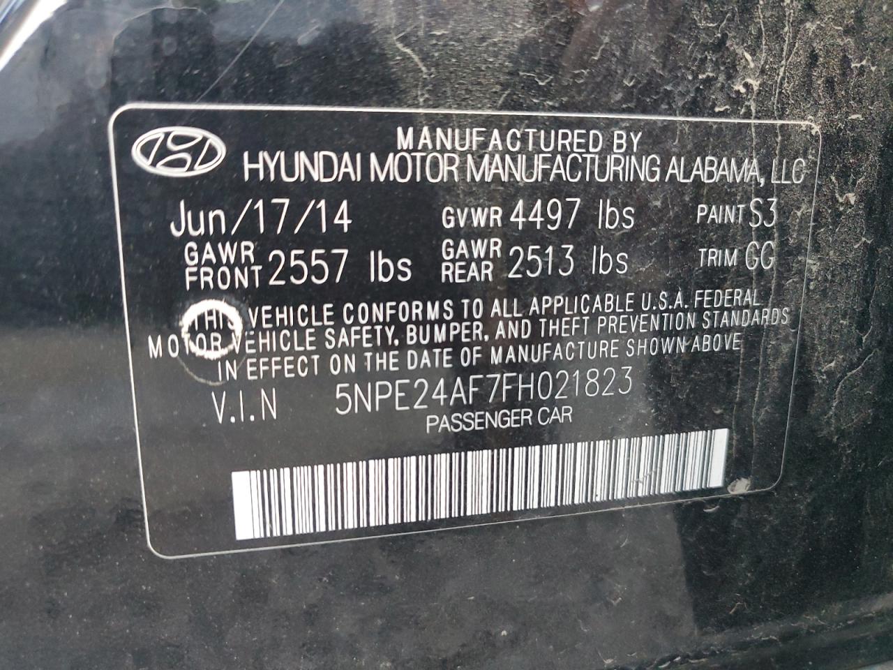 5NPE24AF7FH021823 2015 Hyundai Sonata Se