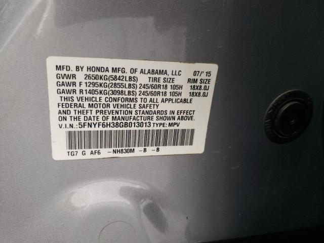 2016 Honda Pilot Ex VIN: 5FNYF6H38GB013013 Lot: 62895264