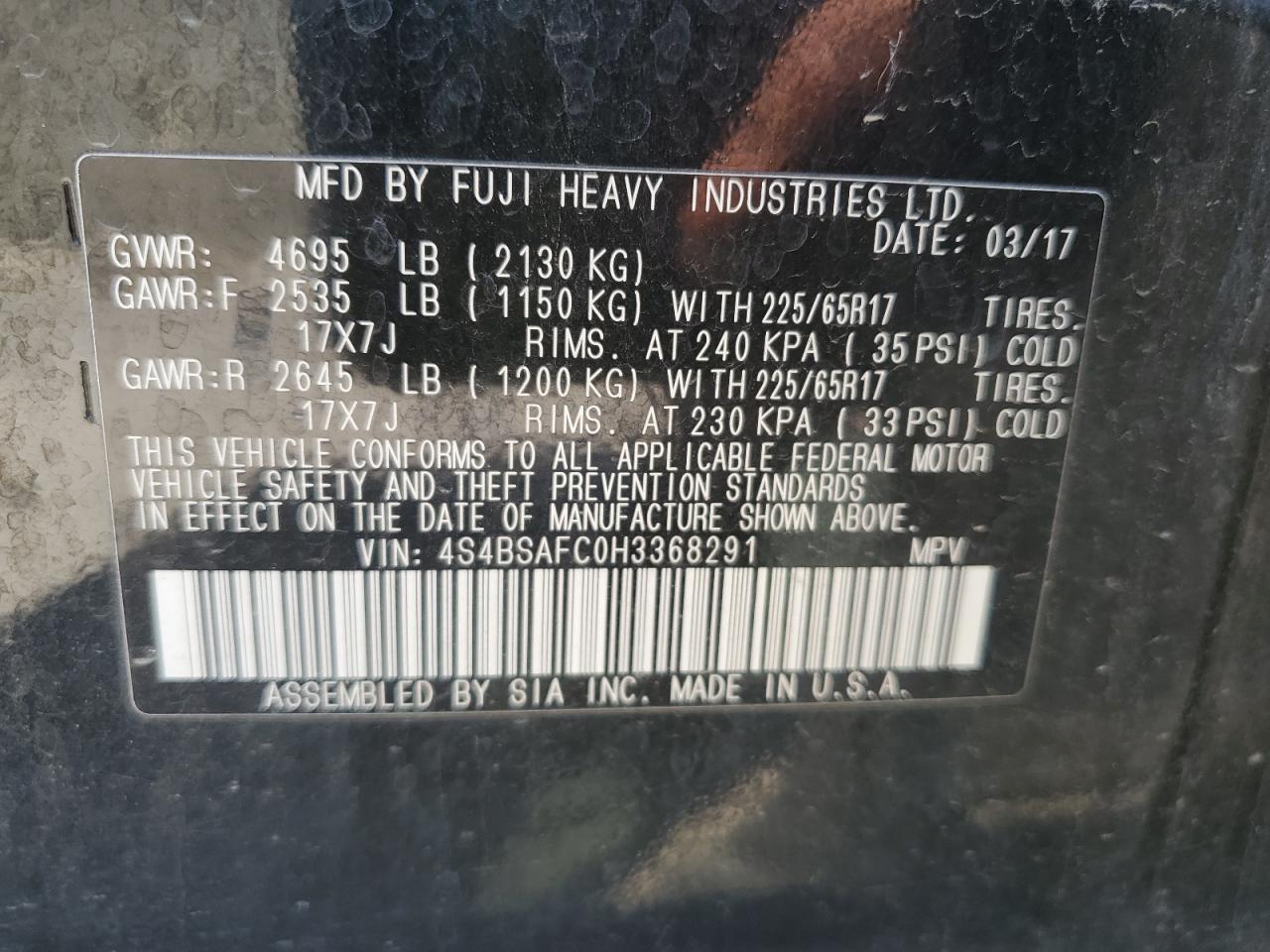 4S4BSAFC0H3368291 2017 Subaru Outback 2.5I Premium