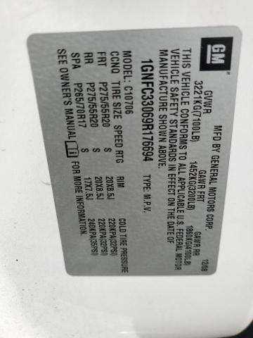 2009 Chevrolet Tahoe C1500 Ltz VIN: 1GNFC33069R176694 Lot: 61496684