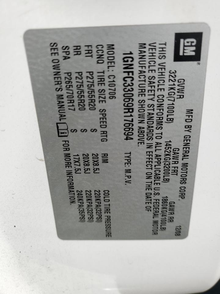 1GNFC33069R176694 2009 Chevrolet Tahoe C1500 Ltz