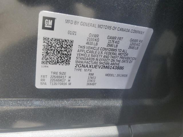 2021 CHEVROLET EQUINOX LT - 2GNAXUEV2M6143886