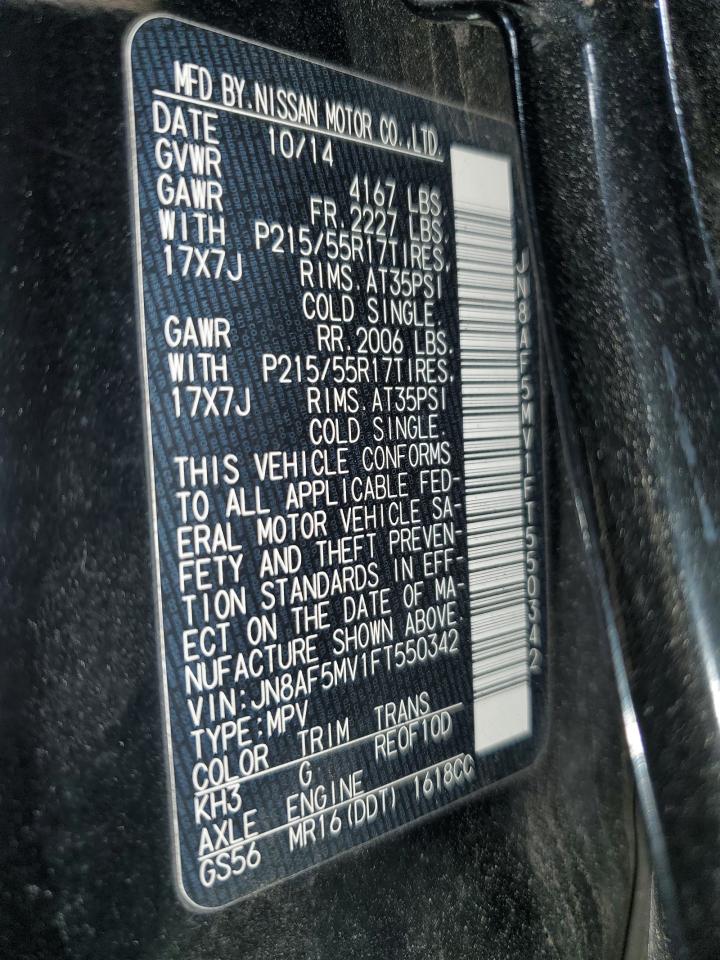 JN8AF5MV1FT550342 2015 Nissan Juke S