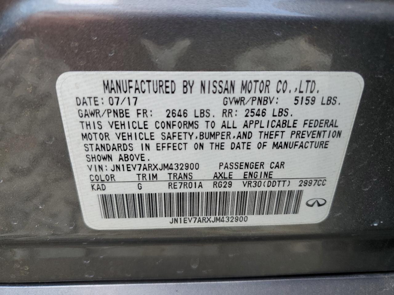 JN1EV7ARXJM432900 2018 Infiniti Q50 Luxe