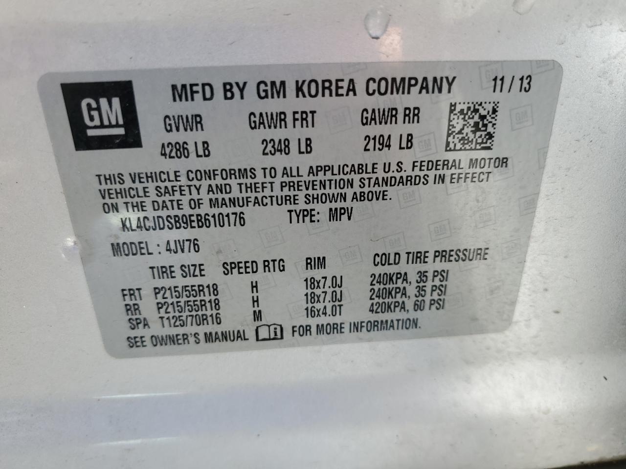 KL4CJDSB9EB610176 2014 Buick Encore Premium
