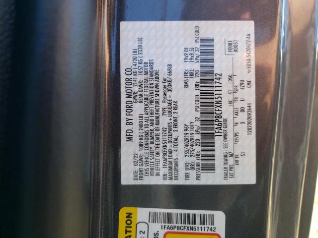 2022 Ford Mustang Gt VIN: 1FA6P8CFXN5111742 Lot: 61553594