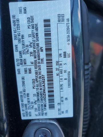 2022 Ford Escape Titanium VIN: 1FMCU0DZ9NUA36257 Lot: 61393744